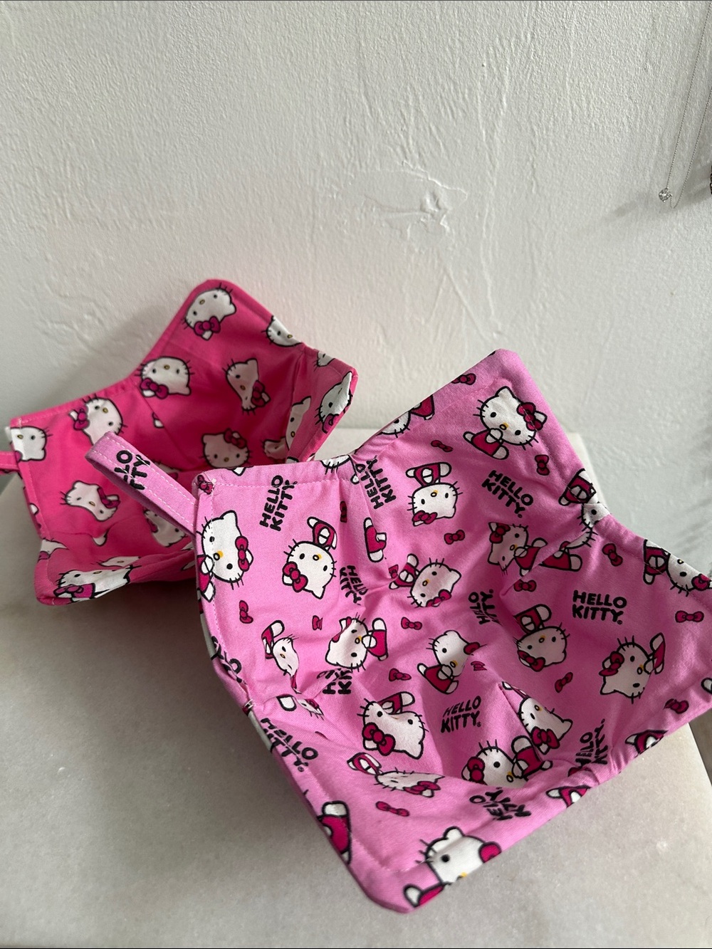 Set of 2 Hello Kitty Pink Bowl Coozies with Character Print